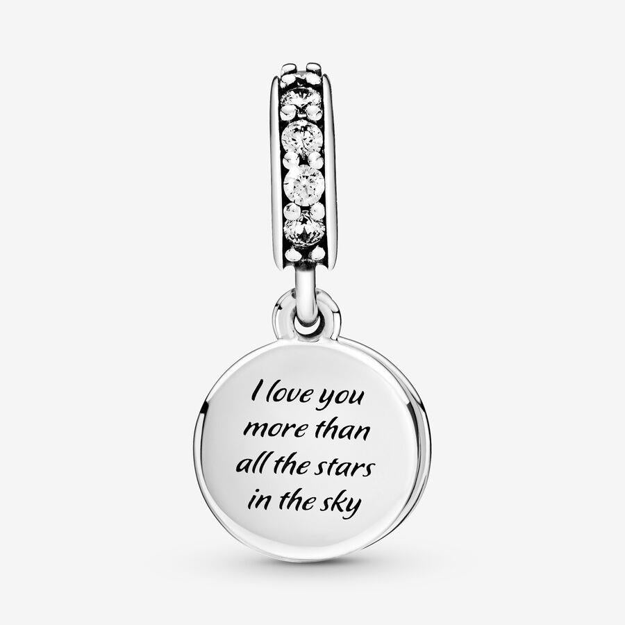 Blue Night Sky Crescent Moon & Stars Dangle Charm Blue Night Sky Crescent Moon & Stars Dangle Charm